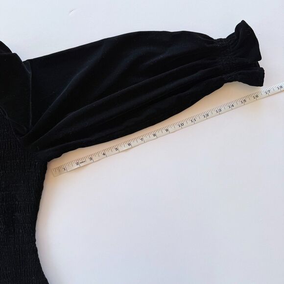 NWOT LoveShackFancy Dorset Velvet Smocked Long Sleeve Mini Dress in Black Sz M - Picture 16 of 16